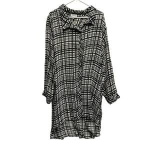 Catherines Women 3X Sheer Overshirt Top Full Button Slit Sides Duster Resort